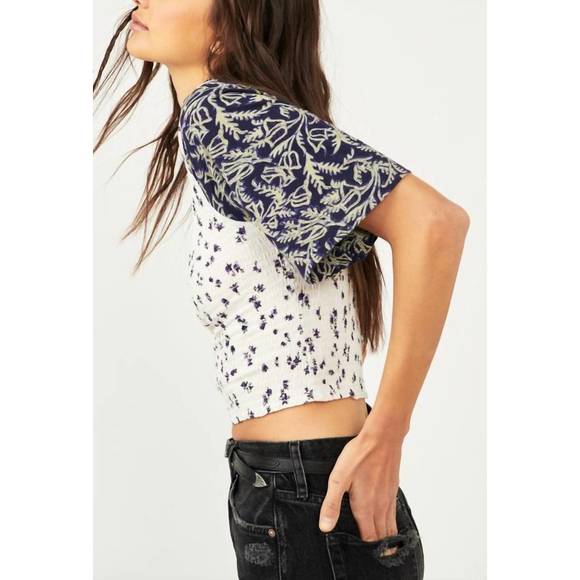 NEW FREE PEOPLE marigold tee in navy combo - Picture 2 of 3